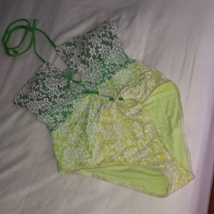 Green lace one piece